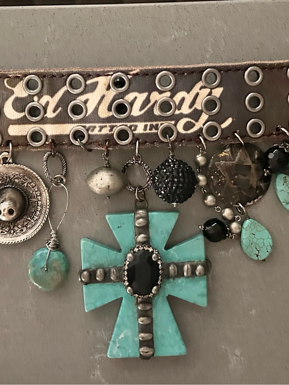 Ed Hardy Turquoise Cross Charm Necklace